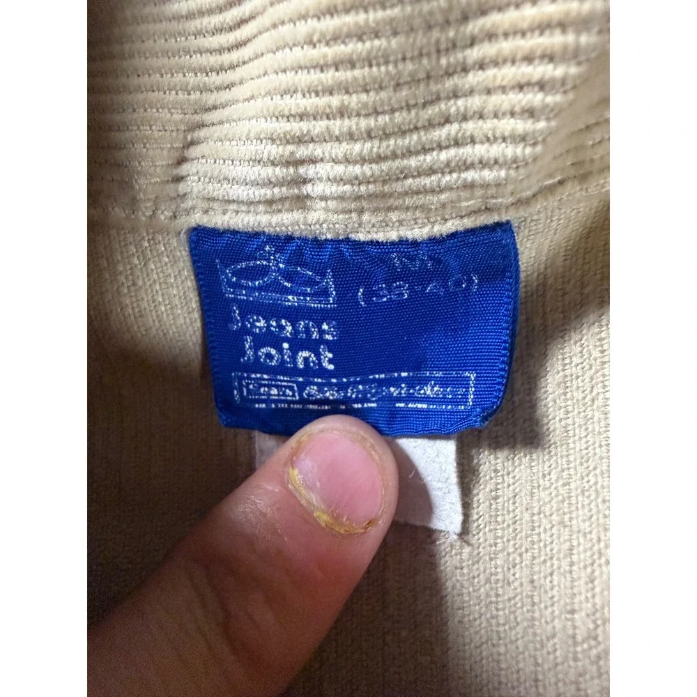 Vintage 70s Sears Jeans Joint Corduroy Shirt Tan Dagger Collar Mens Medium 961